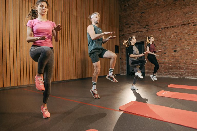 A group of people in the fitness center